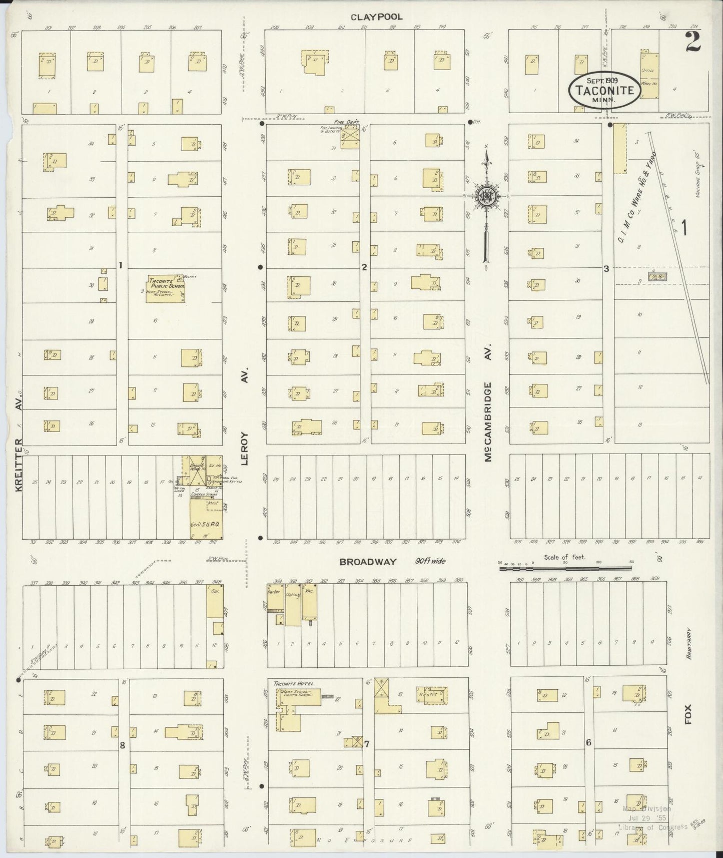 Sanborn Fire Insurance Map from Taconite, Ltasca County, Minnesota (1909), Sheet #0002 - Complete Map Set gallery image, historic Sanborn map, vintage wall art, Minnesota Minnesota