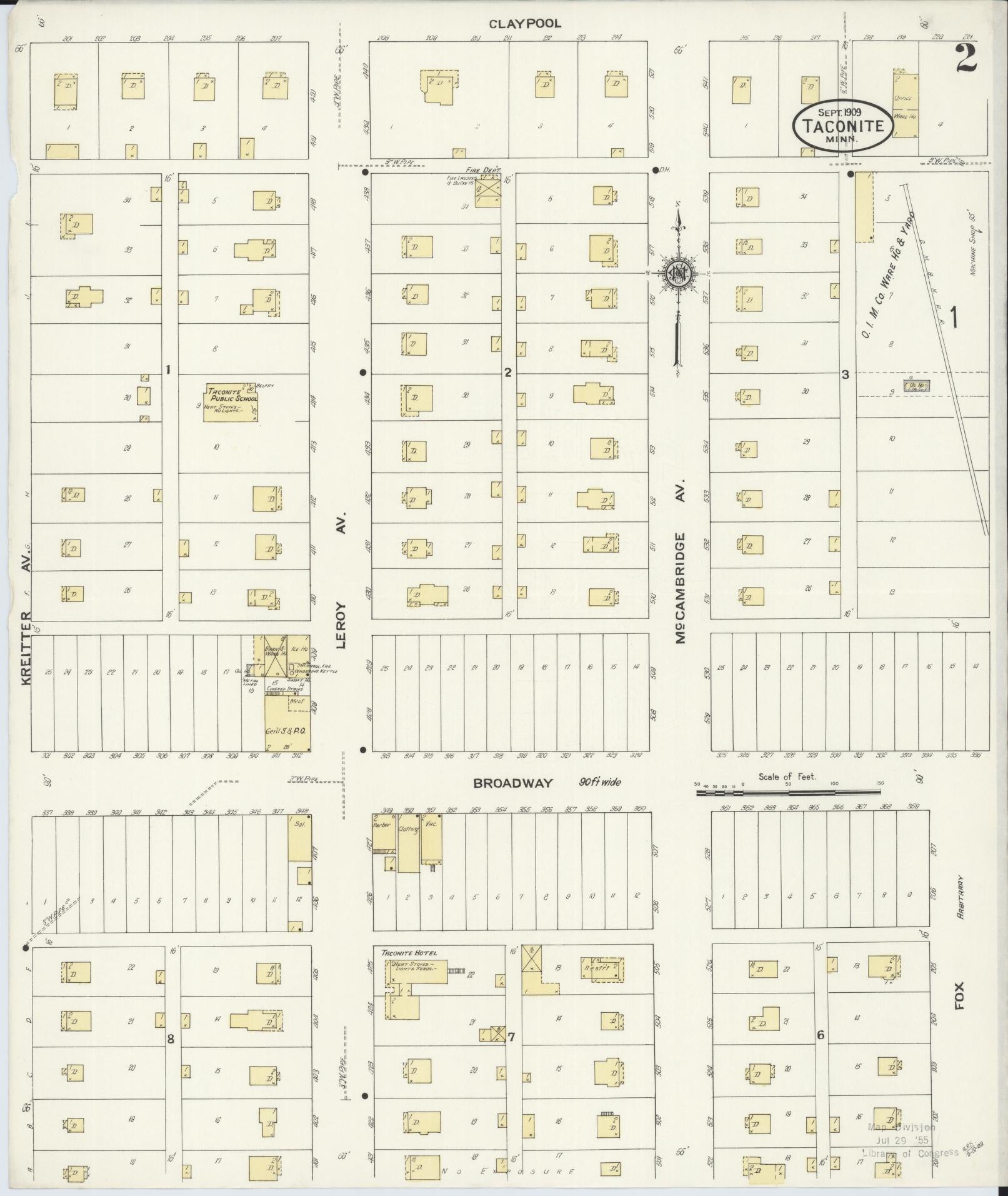 Sanborn Fire Insurance Map from Taconite, Ltasca County, Minnesota (1909), Sheet #0002 - Complete Map Set gallery image, historic Sanborn map, vintage wall art, Minnesota Minnesota