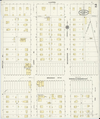 Sanborn Fire Insurance Map from Taconite, Ltasca County, Minnesota (1909), Sheet #0002 - Complete Map Set gallery image, historic Sanborn map, vintage wall art, Minnesota Minnesota