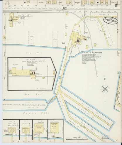 Sanborn Fire Insurance Map from East Tawas, Iosco County, Michigan (1890), Sheet #0006 - Complete Map Set gallery image, historic Sanborn map, vintage wall art, Michigan Michigan