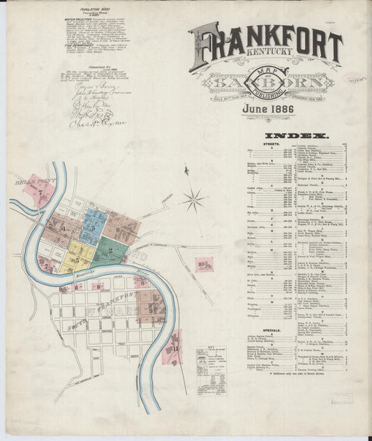 Sanborn Fire Insurance Map from Frankfort, Franklin County, Kentucky (1886), Sheet #0001 - Complete Map Set gallery image, historic Sanborn map, vintage wall art, Kentucky Kentucky