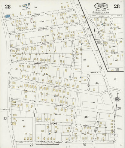 Sanborn Fire Insurance Map from Freeport, Nassau County, New York (1925), Sheet #0028 - Complete Map Set gallery image, historic Sanborn map, vintage wall art, New York New York
