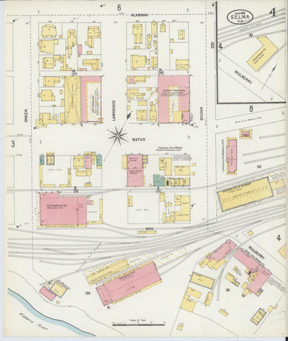 Sanborn Fire Insurance Map from Selma, Dallas County, Alabama (1903), Sheet #0004 - Complete Map Set gallery image, historic Sanborn map, vintage wall art, Alabama Alabama