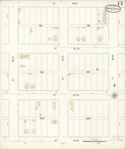 Sanborn Fire Insurance Map from Great Falls, Cascade County, Montana (1891), Sheet #0011 - Complete Map Set gallery image, historic Sanborn map, vintage wall art, Montana Montana