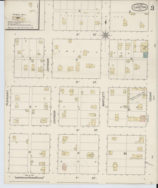 Sanborn Fire Insurance Map from Canton, Lincoln County, South Dakota (1887), Sheet #0003 - Historic Sanborn Fire Insurance Map Print, vintage old map wall art, antique decor, genealogy gift, South Dakota South Dakota map