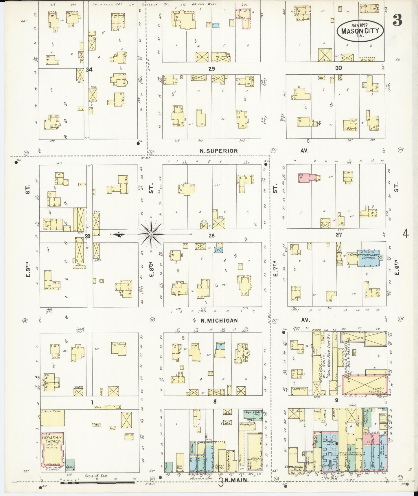 Sanborn Fire Insurance Map from Mason City, Cerro Gordo County, Iowa (1897), Sheet #0003 - Historic Sanborn Fire Insurance Map Print