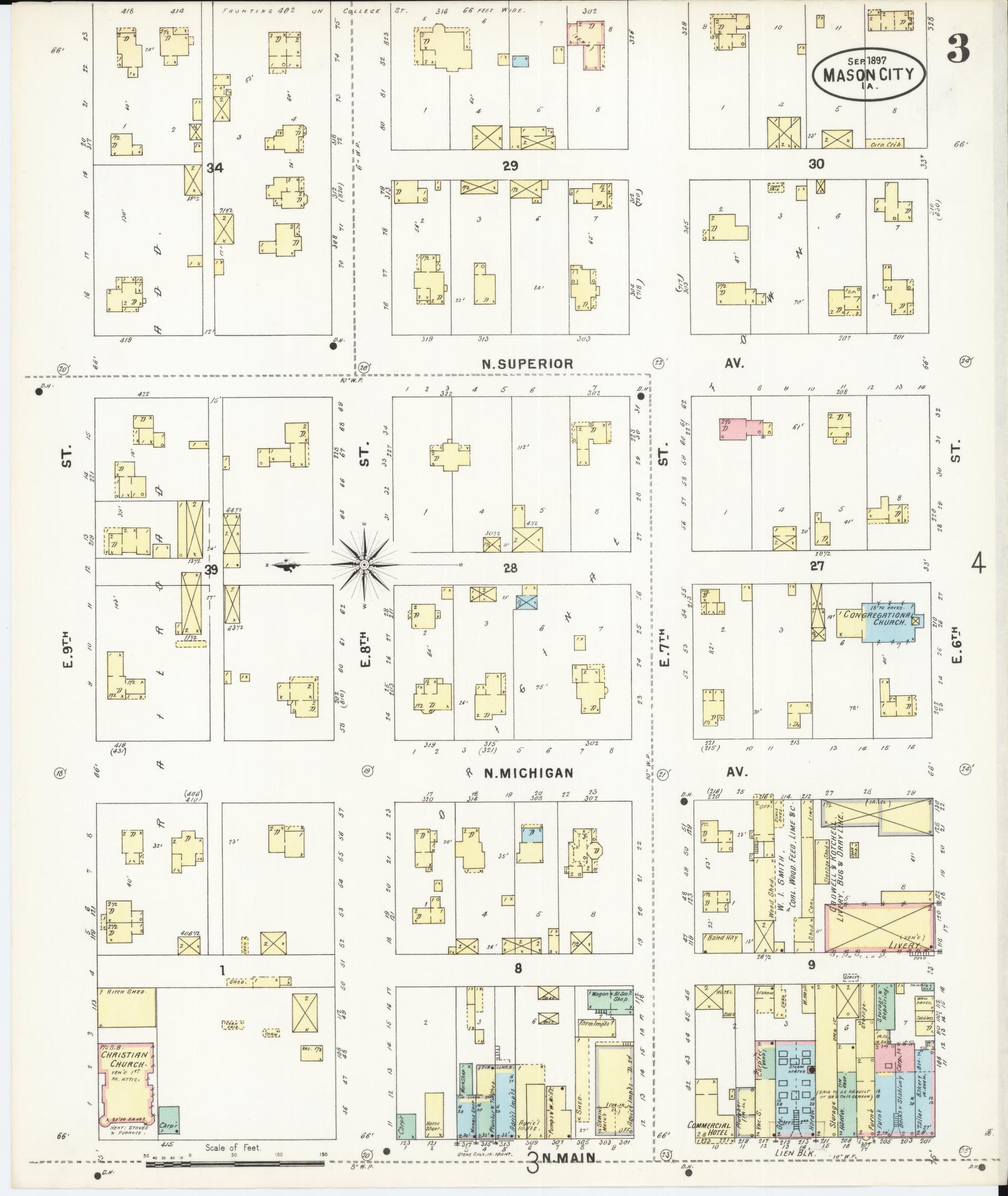 Sanborn Fire Insurance Map from Mason City, Cerro Gordo County, Iowa (1897), Sheet #0003 - Historic Sanborn Fire Insurance Map Print