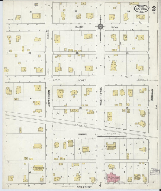 Sanborn Fire Insurance Map from Kahoka, Clark County, Missouri (1916), Sheet #0002 - Historic Sanborn Fire Insurance Map Print, vintage old map wall art, antique decor, genealogy gift, Missouri Missouri map