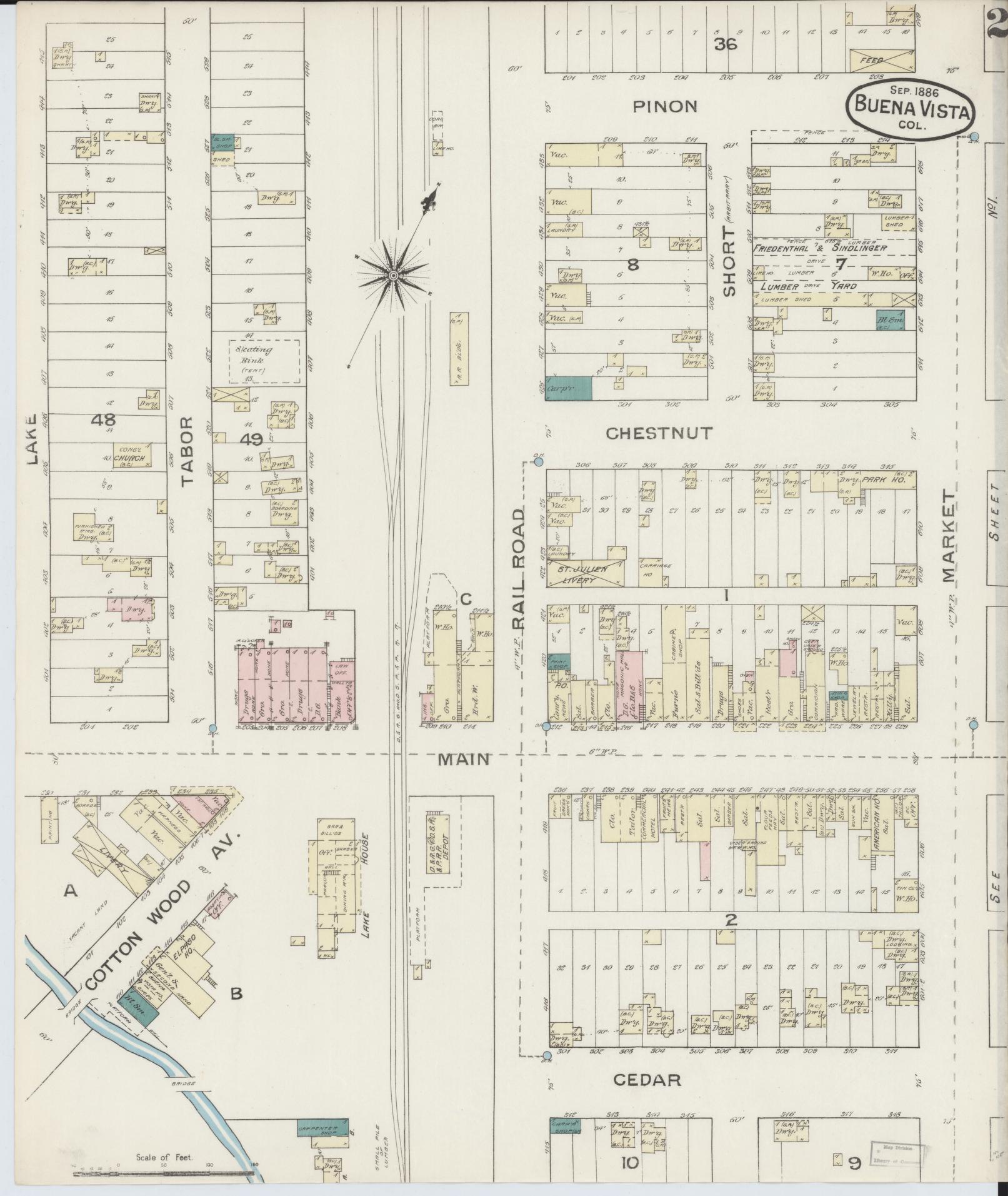 Sanborn Fire Insurance Map from Buena Vista, Chaffee County, Colorado (1886), Sheet #0002 - Complete Map Set gallery image, historic Sanborn map, vintage wall art, Colorado Colorado