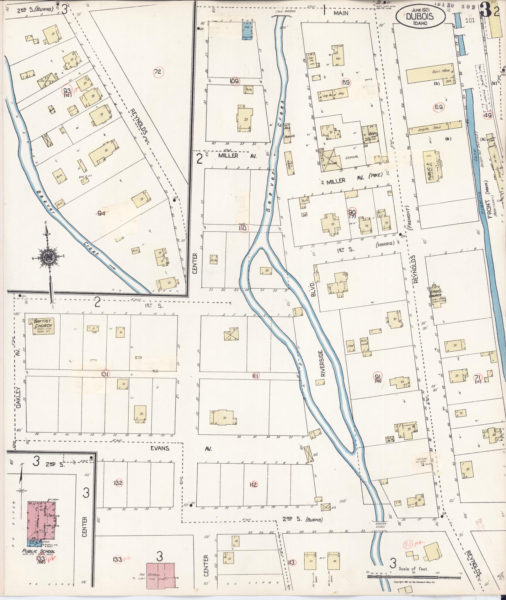Sanborn Fire Insurance Map from Dubois, Clark County, Idaho (1929), Sheet #0003 - Historic Sanborn Fire Insurance Map Print, vintage old map wall art, antique decor, genealogy gift, Idaho Idaho map