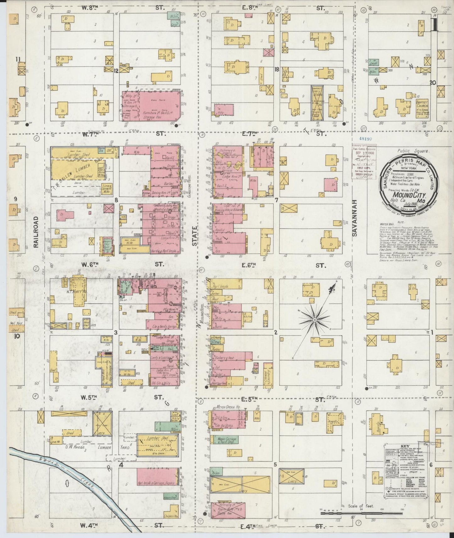Sanborn Fire Insurance Map from Mound City, Holt County, Missouri (1900), Sheet #0001 - Complete Map Set gallery image, historic Sanborn map, vintage wall art, Missouri Missouri