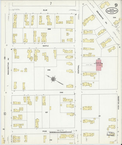 Sanborn Fire Insurance Map from Gardiner, Kennebec County, Maine (1910), Sheet #0009 - Complete Map Set gallery image, historic Sanborn map, vintage wall art, Maine Maine