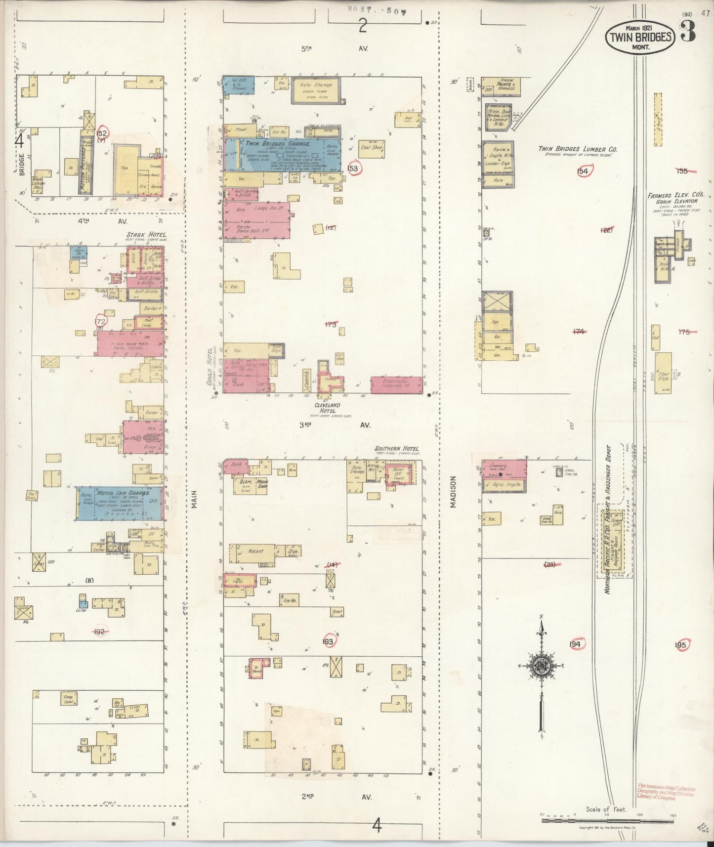 Sanborn Fire Insurance Map from Twin Bridges, Madison County, Montana (1927), Sheet #0003 - Historic Sanborn Fire Insurance Map Print, vintage old map wall art, antique decor, genealogy gift, Montana Montana map