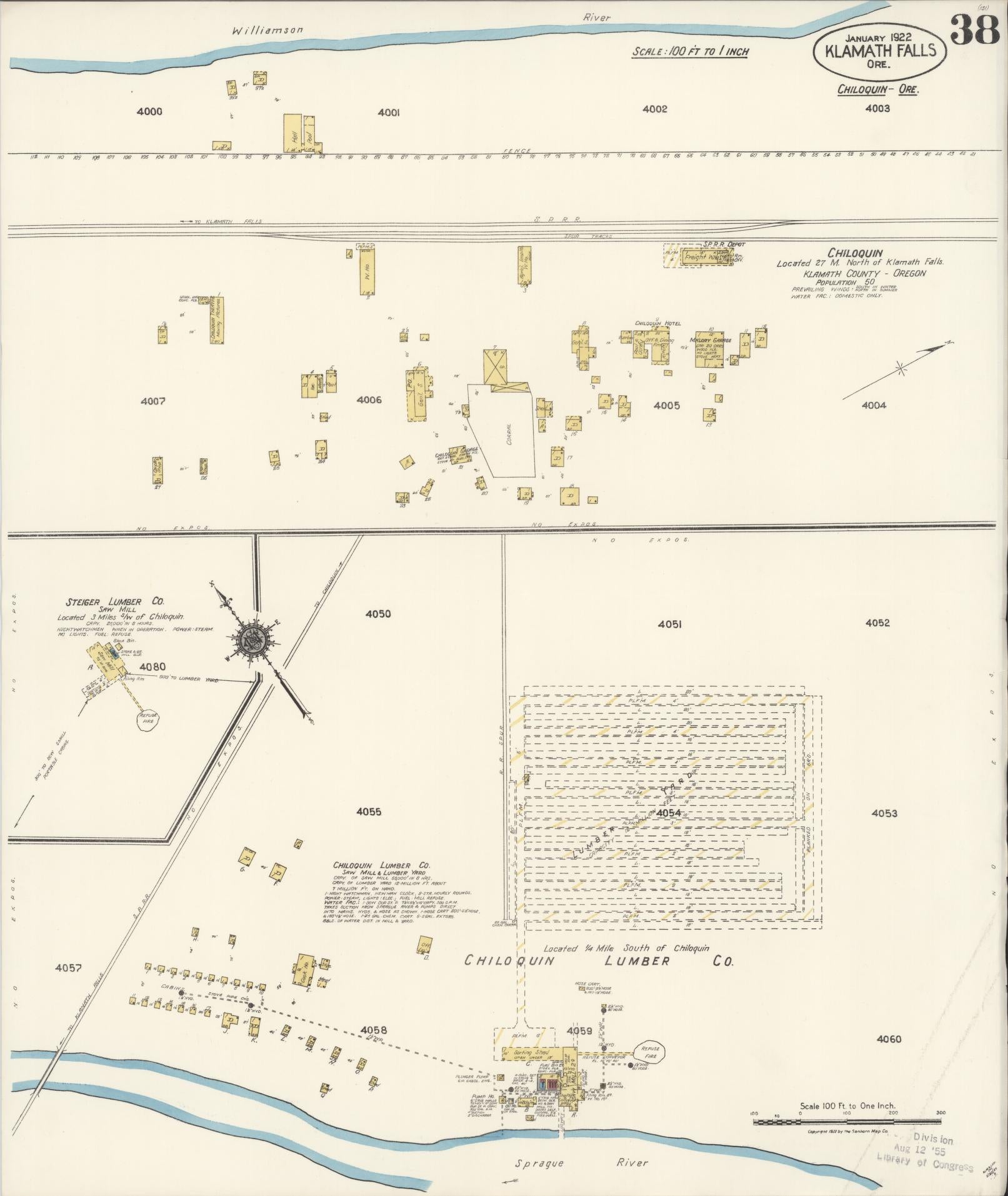Sanborn Fire Insurance Map from Klamath Falls, Klamath County, Oregon (1921), Sheet #0038 - Historic Sanborn Fire Insurance Map Print, vintage old map wall art, antique decor, genealogy gift, Oregon Oregon map