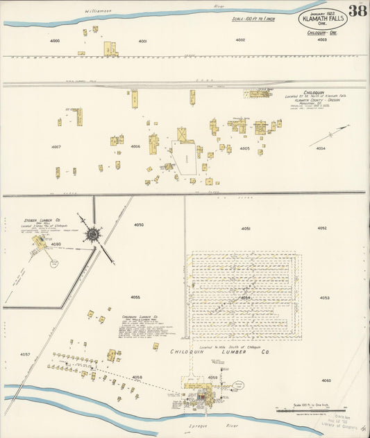 Sanborn Fire Insurance Map from Klamath Falls, Klamath County, Oregon (1921), Sheet #0038 - Historic Sanborn Fire Insurance Map Print, vintage old map wall art, antique decor, genealogy gift, Oregon Oregon map