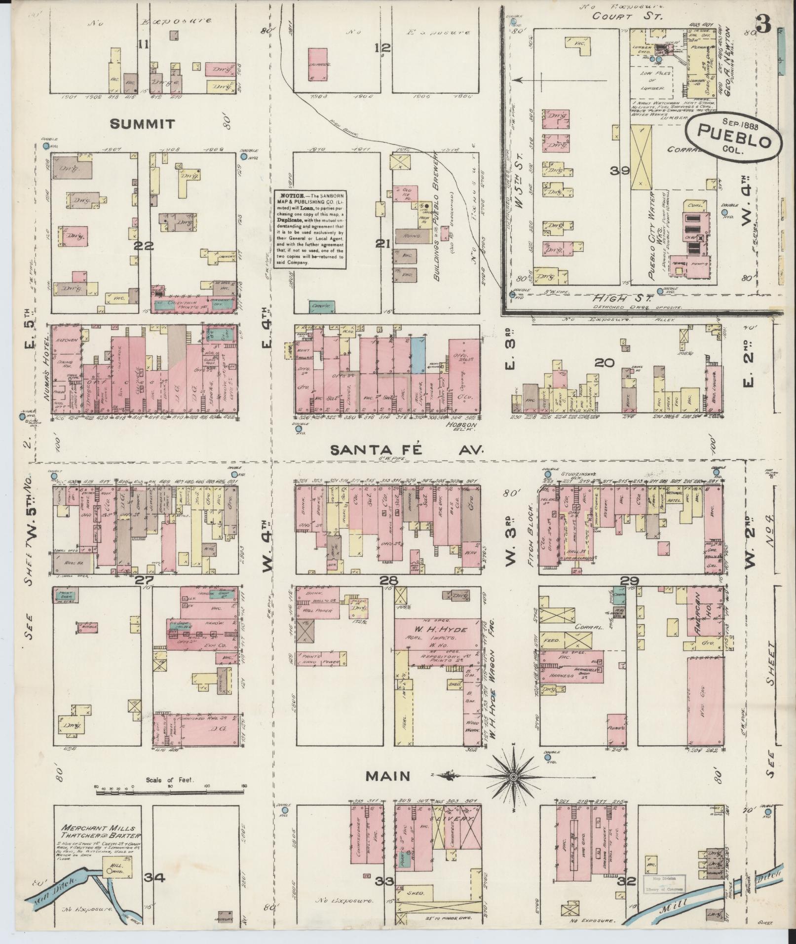 Sanborn Fire Insurance Map from Pueblo, Pueblo County, Colorado (1883), Sheet #0003 - Complete Map Set gallery image, historic Sanborn map, vintage wall art, Colorado Colorado