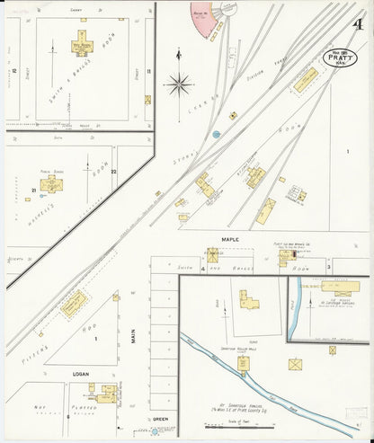 Sanborn Fire Insurance Map from Pratt, Pratt County, Kansas (1905), Sheet #0004 - Complete Map Set gallery image, historic Sanborn map, vintage wall art, Kansas Kansas