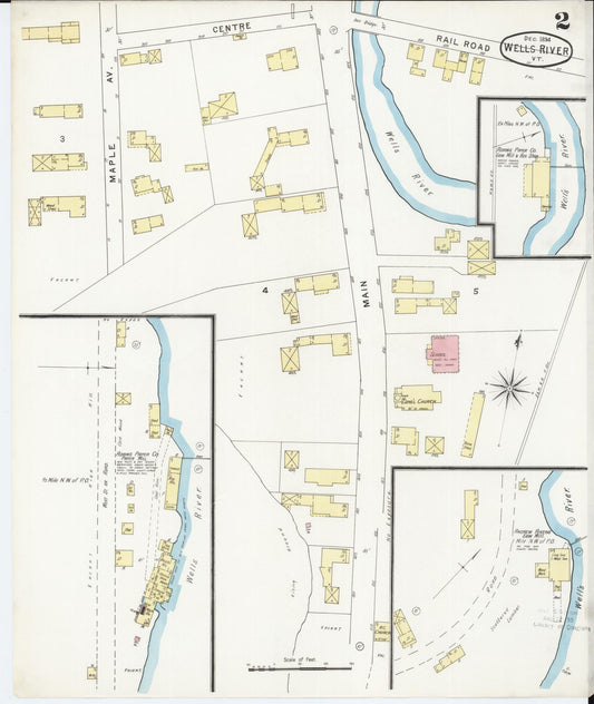 Sanborn Fire Insurance Map from Wells River, Orange County, Vermont (1894), Sheet #0002 - Historic Sanborn Fire Insurance Map Print, vintage old map wall art, antique decor, genealogy gift, Vermont Vermont map