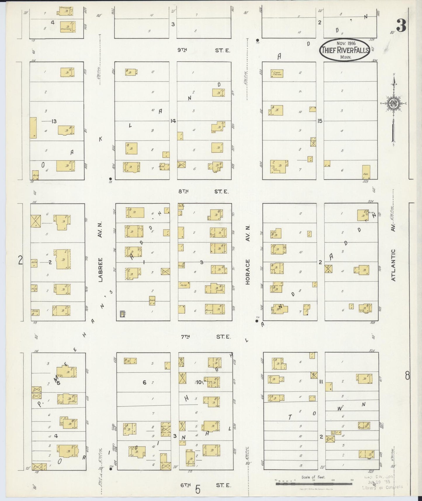 Sanborn Fire Insurance Map from Thief River Falls, Pennington County, Minnesota (1916), Sheet #0003 - Complete Map Set gallery image, historic Sanborn map, vintage wall art, Minnesota Minnesota
