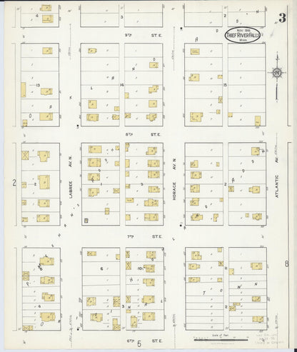 Sanborn Fire Insurance Map from Thief River Falls, Pennington County, Minnesota (1916), Sheet #0003 - Complete Map Set gallery image, historic Sanborn map, vintage wall art, Minnesota Minnesota