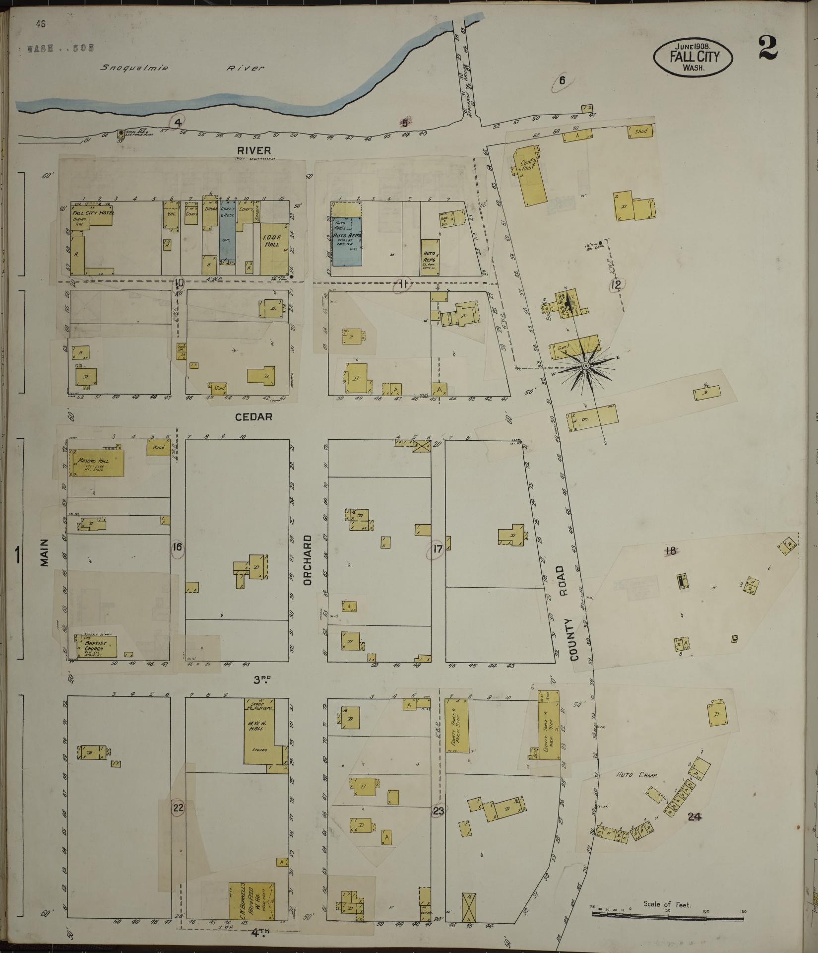 Sanborn Fire Insurance Map from Fall City, King County, Washington (1908), Sheet #0002 - Complete Map Set gallery image, historic Sanborn map, vintage wall art, Washington Washington