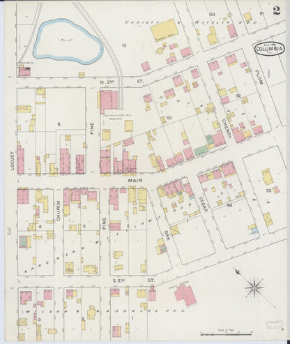 Sanborn Fire Insurance Map from Columbia, Monroe County, Illinois (1894), Sheet #0002 - Complete Map Set gallery image, historic Sanborn map, vintage wall art, Illinois Illinois