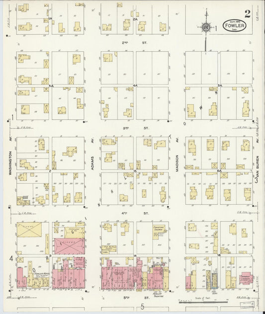 Sanborn Fire Insurance Map from Fowler, Benton County, Indiana (1910), Sheet #0002 - Historic Sanborn Fire Insurance Map Print, vintage old map wall art, antique decor, genealogy gift, Indiana Indiana map