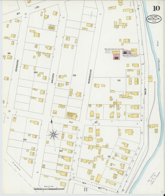 Sanborn Fire Insurance Map from Berlin, Coos County, New Hampshire (1905), Sheet #0010 - Historic Sanborn Fire Insurance Map Print, vintage old map wall art, antique decor, genealogy gift, New Hampshire New Hampshire map