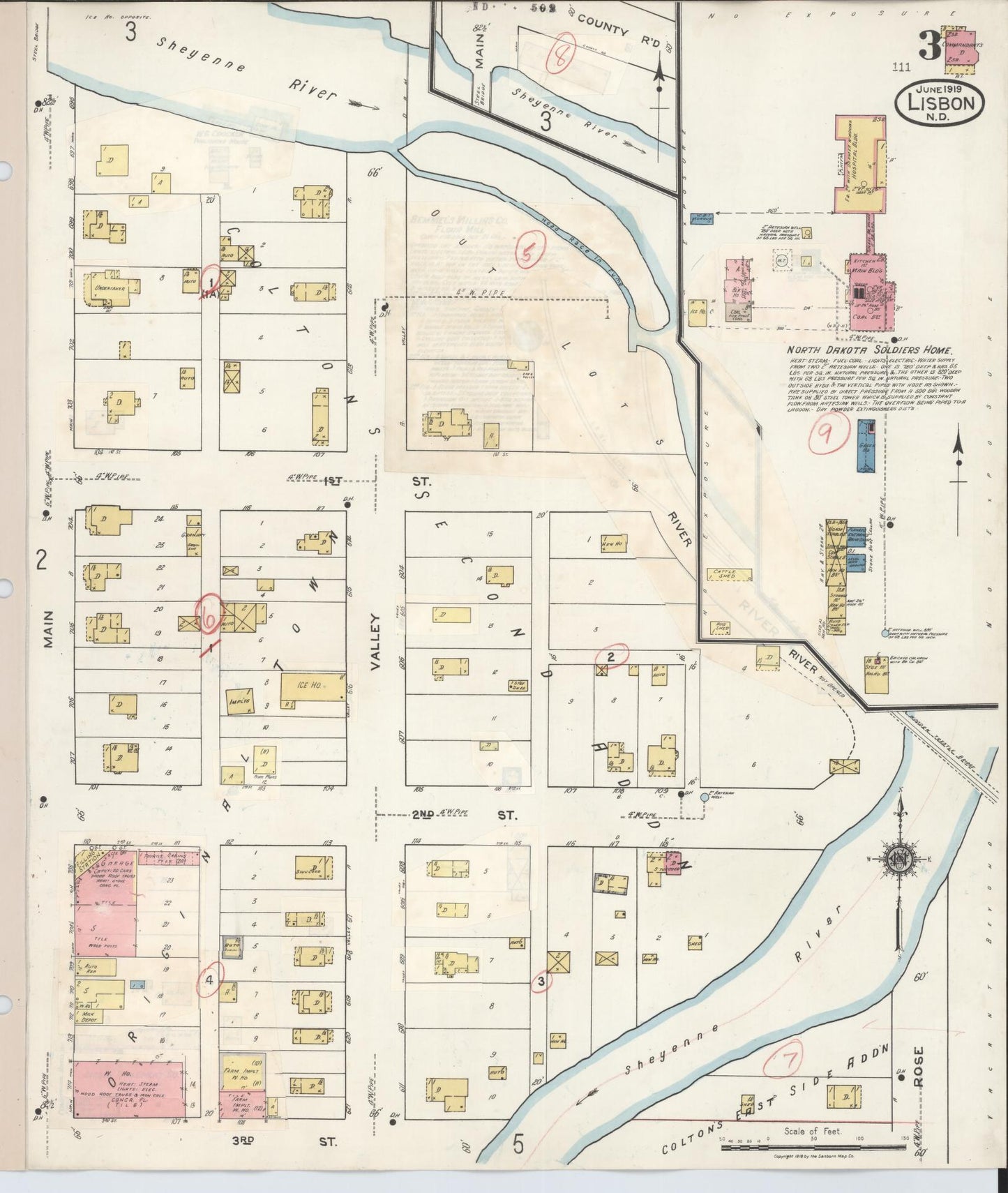 Sanborn Fire Insurance Map from Lisbon, Ransom County, North Dakota (1945), Sheet #0003 - Complete Map Set gallery image, historic Sanborn map, vintage wall art, North Dakota North Dakota