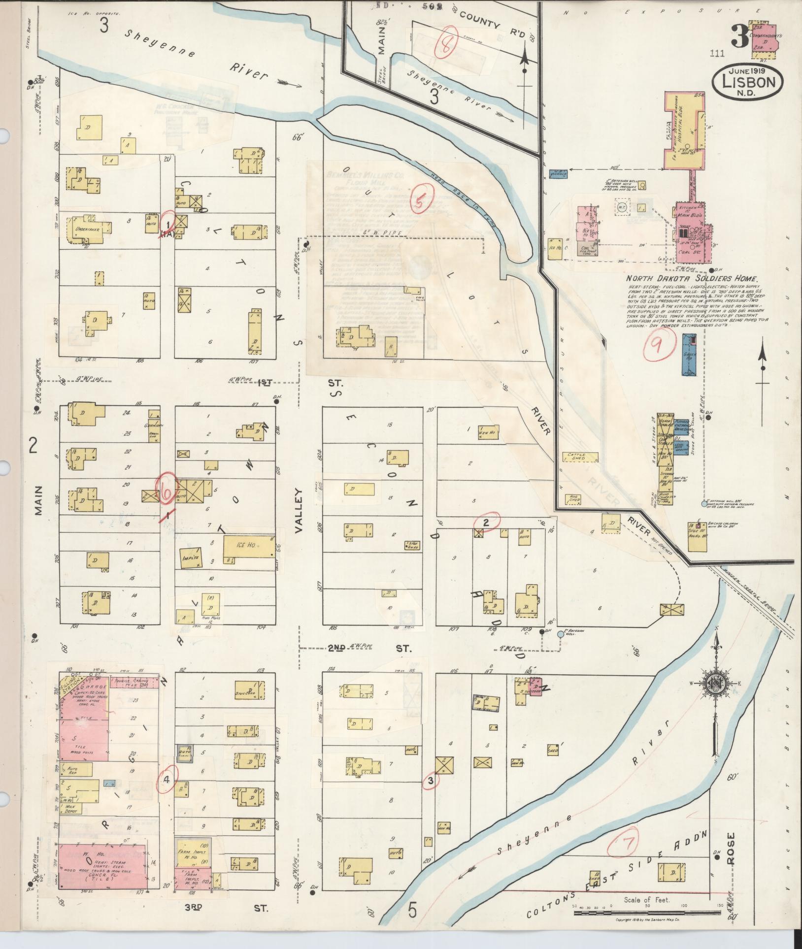 Sanborn Fire Insurance Map from Lisbon, Ransom County, North Dakota (1945), Sheet #0003 - Complete Map Set gallery image, historic Sanborn map, vintage wall art, North Dakota North Dakota