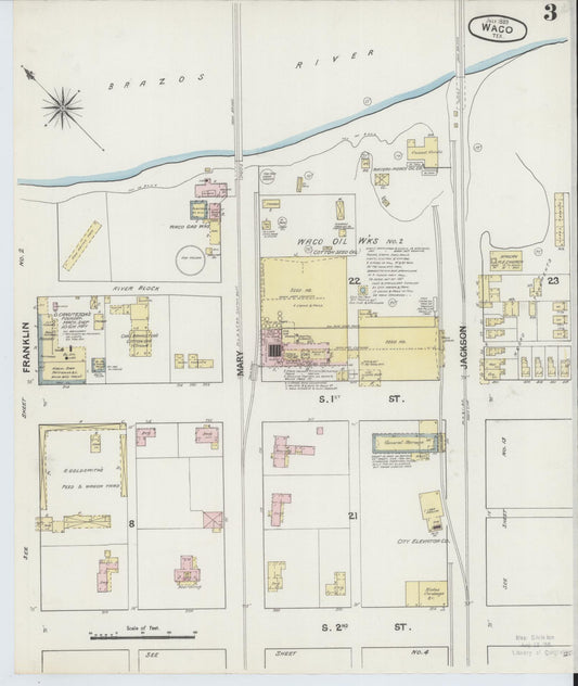 Sanborn Fire Insurance Map from Waco, McLennan County, Texas (1889), Sheet #0003 - Historic Sanborn Fire Insurance Map Print, vintage old map wall art, antique decor, genealogy gift, Texas Texas map