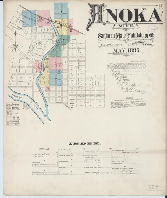 Sanborn Fire Insurance Map from Anoka, Anoka County, Minnesota (1885), Sheet #0001 - Complete Map Set gallery image, historic Sanborn map, vintage wall art, Minnesota Minnesota