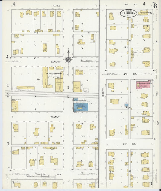 Sanborn Fire Insurance Map from Fairbury, Livingston County, Illinois (1911), Sheet #0008 - Historic Sanborn Fire Insurance Map Print, vintage old map wall art, antique decor, genealogy gift, Illinois Illinois map