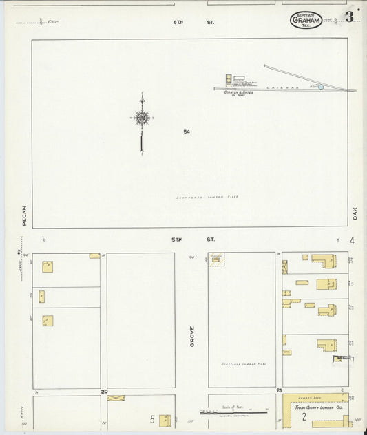 Sanborn Fire Insurance Map from Graham, Young County, Texas (1920), Sheet #0003 - Historic Sanborn Fire Insurance Map Print, vintage old map wall art, antique decor, genealogy gift, Texas Texas map