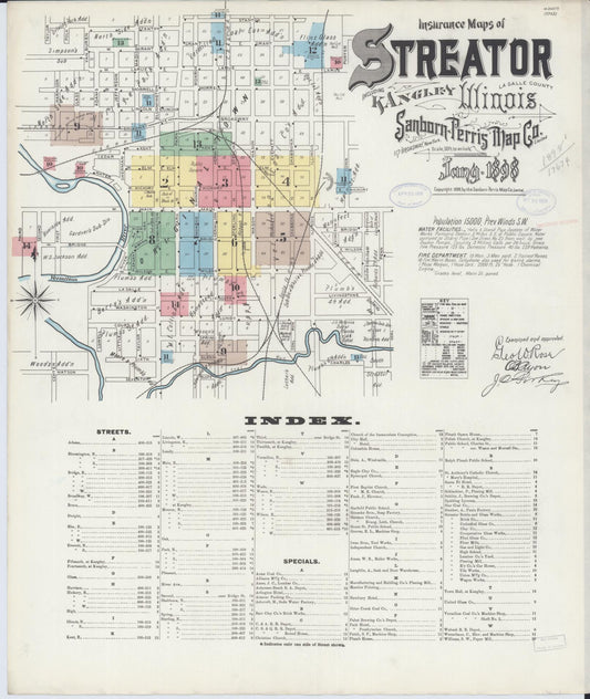 Sanborn Fire Insurance Map from Streator, La Salle County, Illinois (1898), Sheet #0001 - Complete Map Set gallery image, historic Sanborn map, vintage wall art, Illinois Illinois