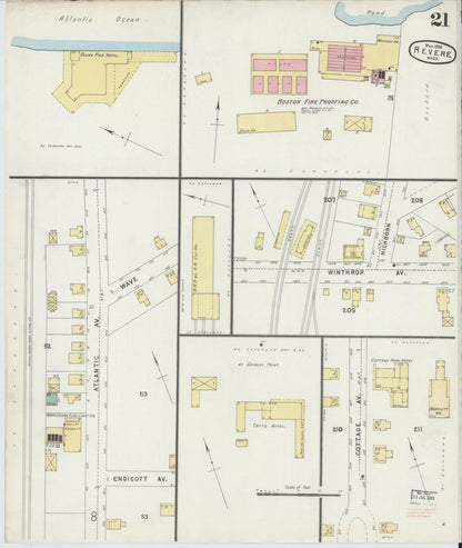 Sanborn Fire Insurance Map from Revere, Suffolk County, Massachusetts (1896), Sheet #0021 - Complete Map Set gallery image, historic Sanborn map, vintage wall art, Massachusetts Massachusetts