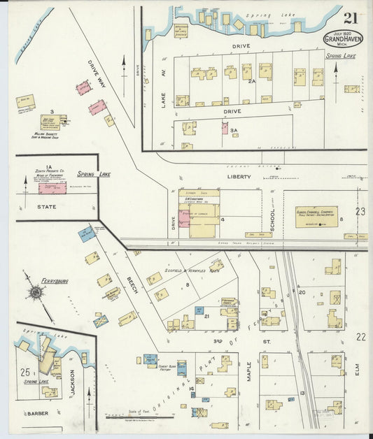 Sanborn Fire Insurance Map from Grand Haven, Ottawa County, Michigan (1920), Sheet #0021 - Historic Sanborn Fire Insurance Map Print, vintage old map wall art, antique decor, genealogy gift, Michigan Michigan map