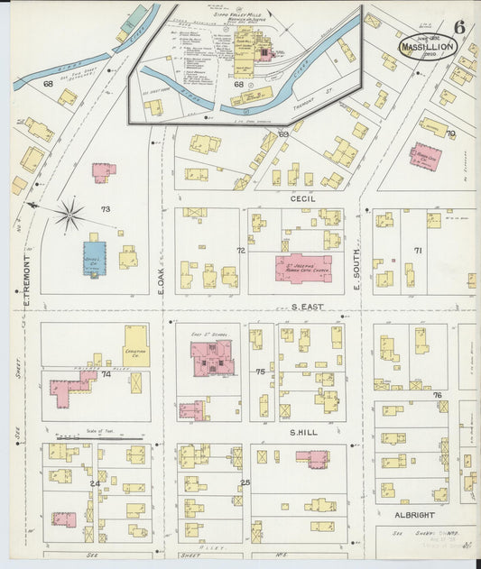 Sanborn Fire Insurance Map from Massillon, Stark County, Ohio (1892), Sheet #0006 - Historic Sanborn Fire Insurance Map Print, vintage old map wall art, antique decor, genealogy gift, Ohio Ohio map