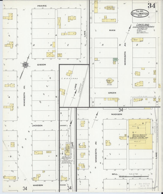 Sanborn Fire Insurance Map from Stillwater, Washington County, Minnesota (1910), Sheet #0034 - Historic Sanborn Fire Insurance Map Print, vintage old map wall art, antique decor, genealogy gift, Minnesota Minnesota map