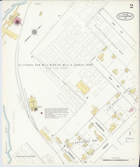 Sanborn Fire Insurance Map from Stevens Point, Portage County, Wisconsin (1912), Sheet #0002 - Historic Sanborn Fire Insurance Map Print, vintage old map wall art, antique decor, genealogy gift, Wisconsin Wisconsin map