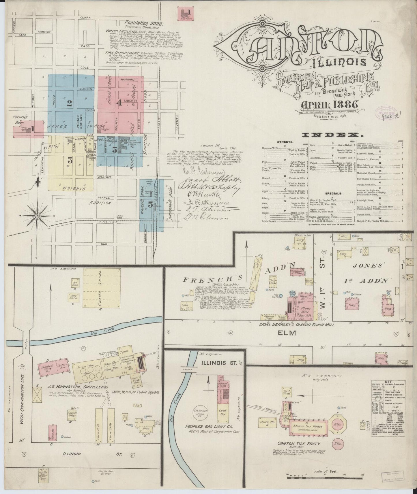 Sanborn Fire Insurance Map from Canton, Fulton County, Illinois (1886), Sheet #0001 - Complete Map Set gallery image, historic Sanborn map, vintage wall art, Illinois Illinois