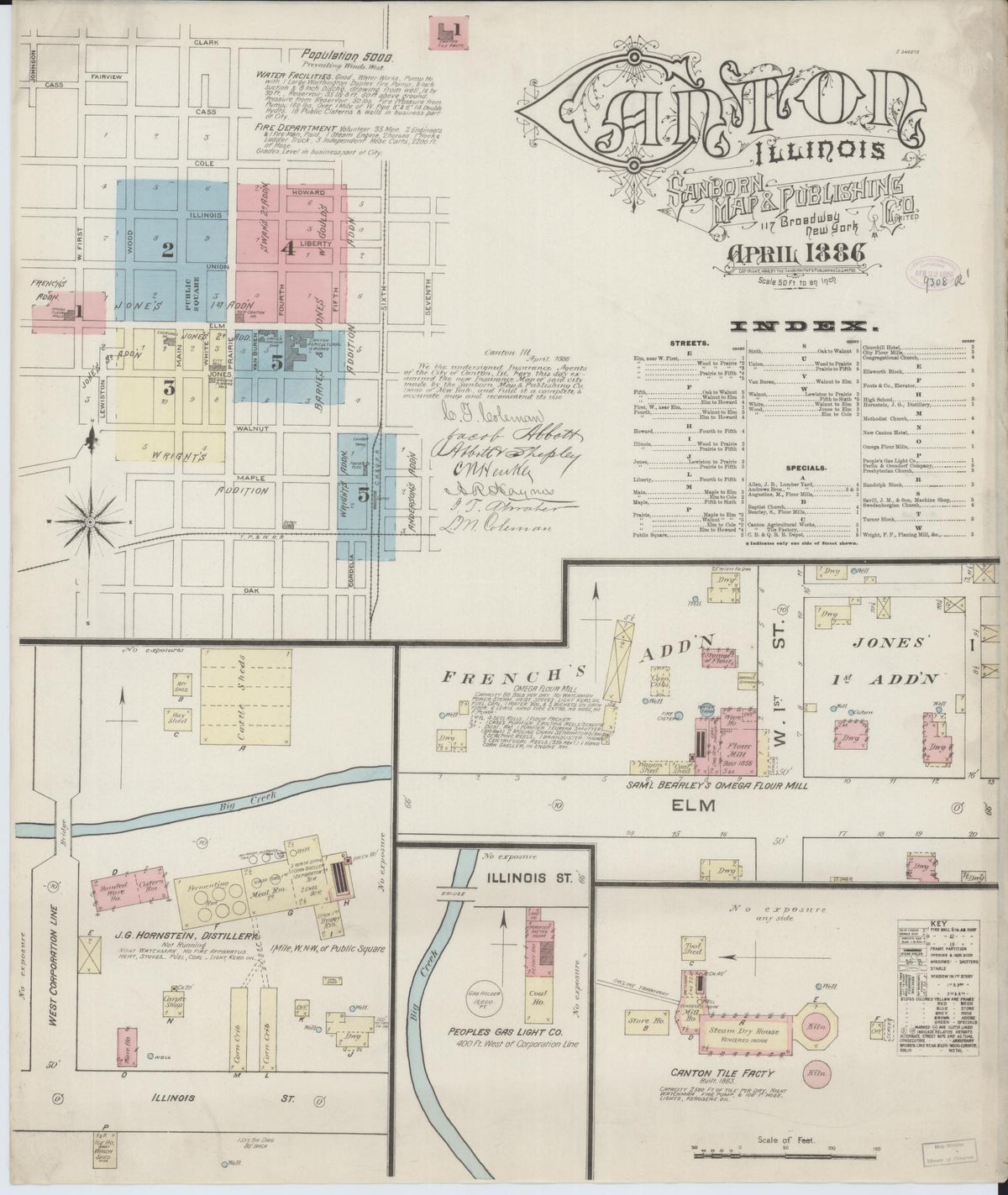 Sanborn Fire Insurance Map from Canton, Fulton County, Illinois (1886), Sheet #0001 - Complete Map Set gallery image, historic Sanborn map, vintage wall art, Illinois Illinois