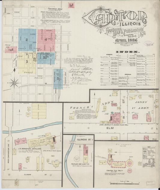 Sanborn Fire Insurance Map from Canton, Fulton County, Illinois (1886), Sheet #0001 - Complete Map Set gallery image, historic Sanborn map, vintage wall art, Illinois Illinois