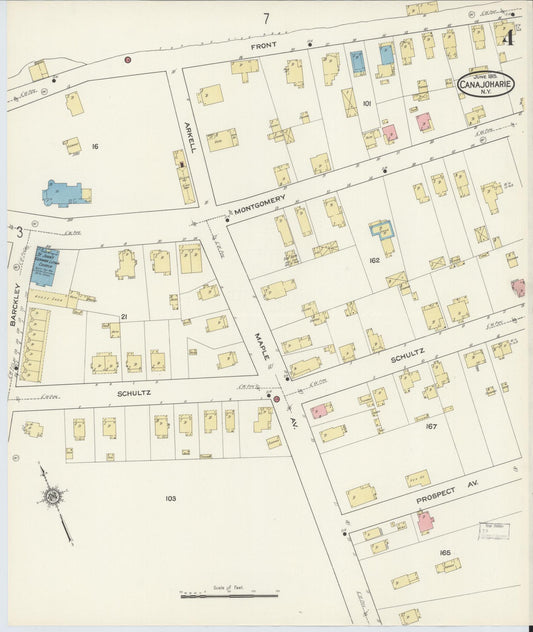 Sanborn Fire Insurance Map from Canajoharie, Montgomery County, New York (1915), Sheet #0004 - Historic Sanborn Fire Insurance Map Print, vintage old map wall art, antique decor, genealogy gift, New York New York map