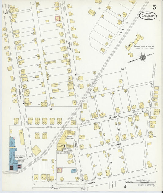 Sanborn Fire Insurance Map from Gallitzin, Cambria County, Pennsylvania (1910), Sheet #0005 - Historic Sanborn Fire Insurance Map Print, vintage old map wall art, antique decor, genealogy gift, Pennsylvania Pennsylvania map