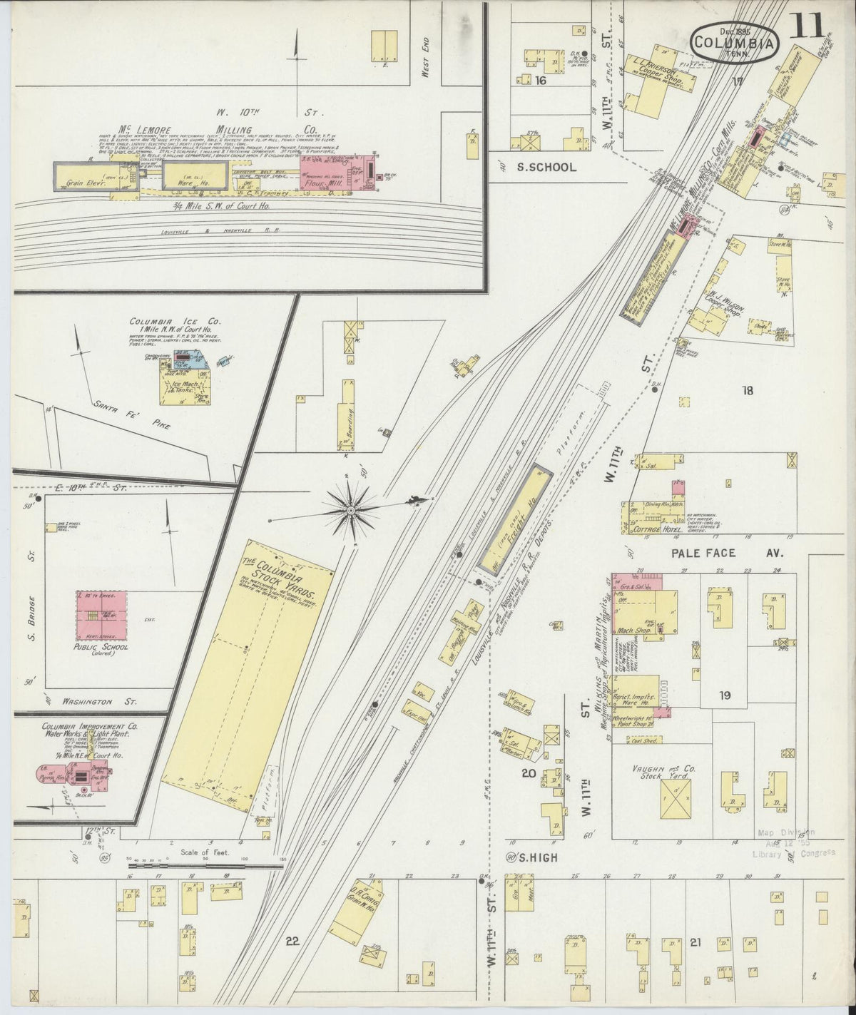 Sanborn Fire Insurance Map from Columbia, Maury County, Tennessee (1895), Sheet #0011 - Complete Map Set gallery image, historic Sanborn map, vintage wall art, Tennessee Tennessee
