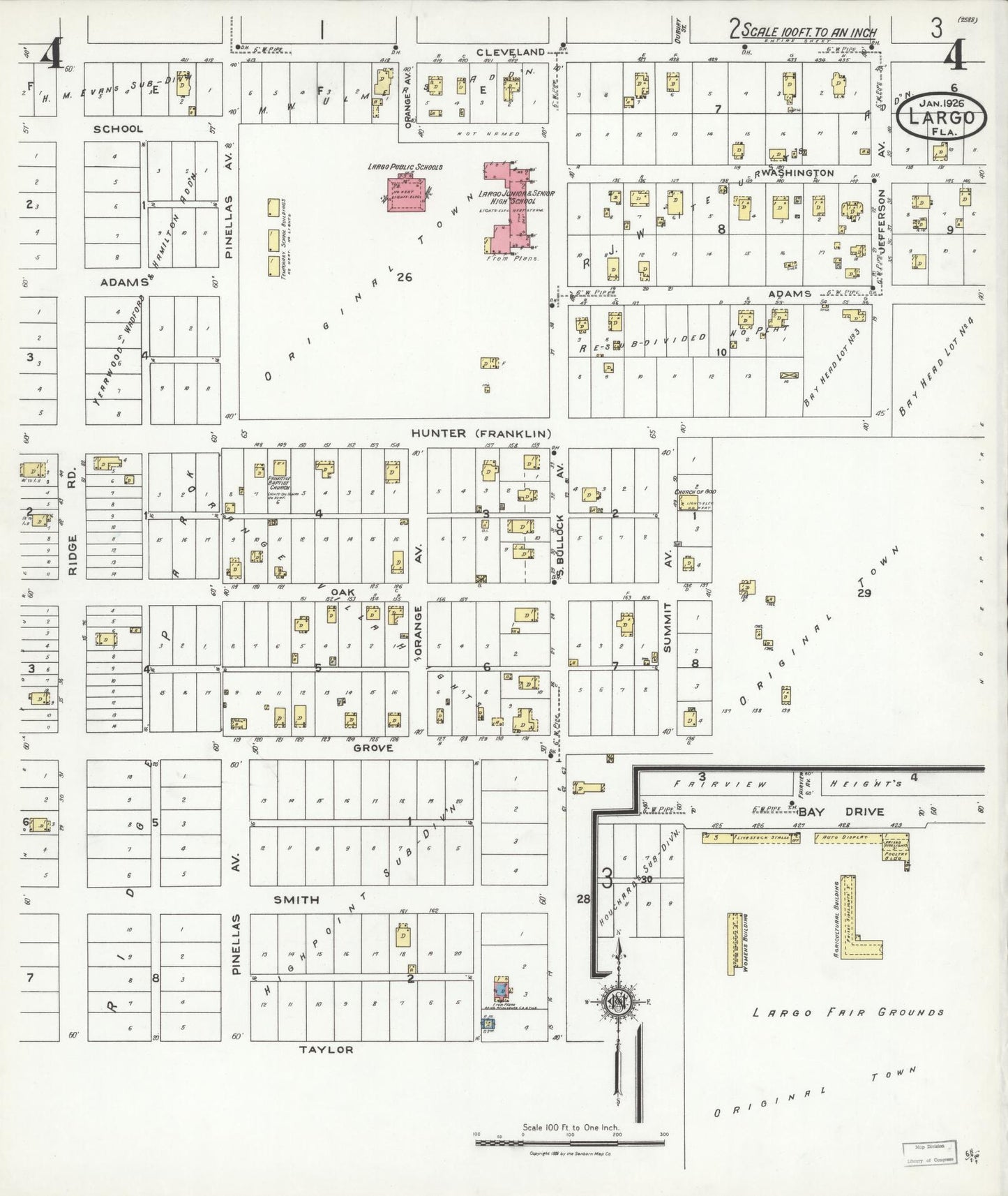 Sanborn Fire Insurance Map from Largo, Pinellas County, Florida (1926), Sheet #0004 - Historic Sanborn Fire Insurance Map Print, vintage old map wall art, antique decor, genealogy gift, Florida Florida map