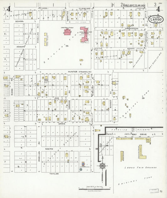 Sanborn Fire Insurance Map from Largo, Pinellas County, Florida (1926), Sheet #0004 - Historic Sanborn Fire Insurance Map Print, vintage old map wall art, antique decor, genealogy gift, Florida Florida map
