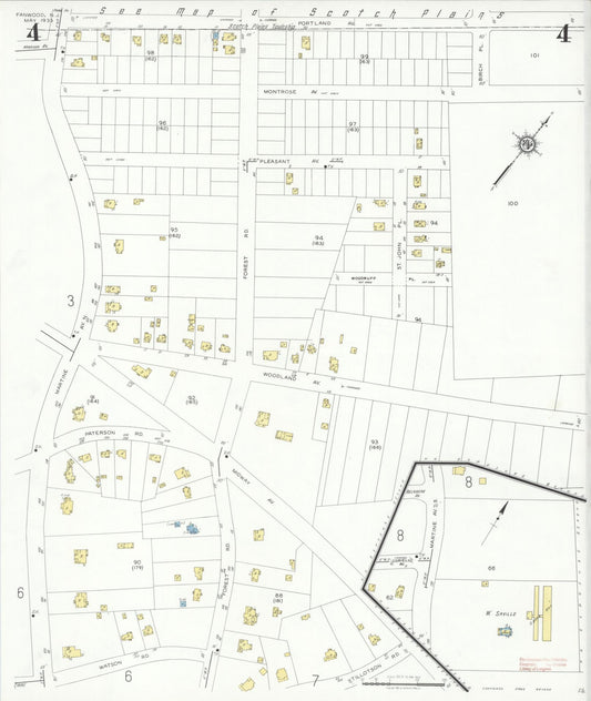 Sanborn Fire Insurance Map from Fanwood, Union County, New Jersey (1933), Sheet #0004 - Historic Sanborn Fire Insurance Map Print, vintage old map wall art, antique decor, genealogy gift, New Jersey New Jersey map
