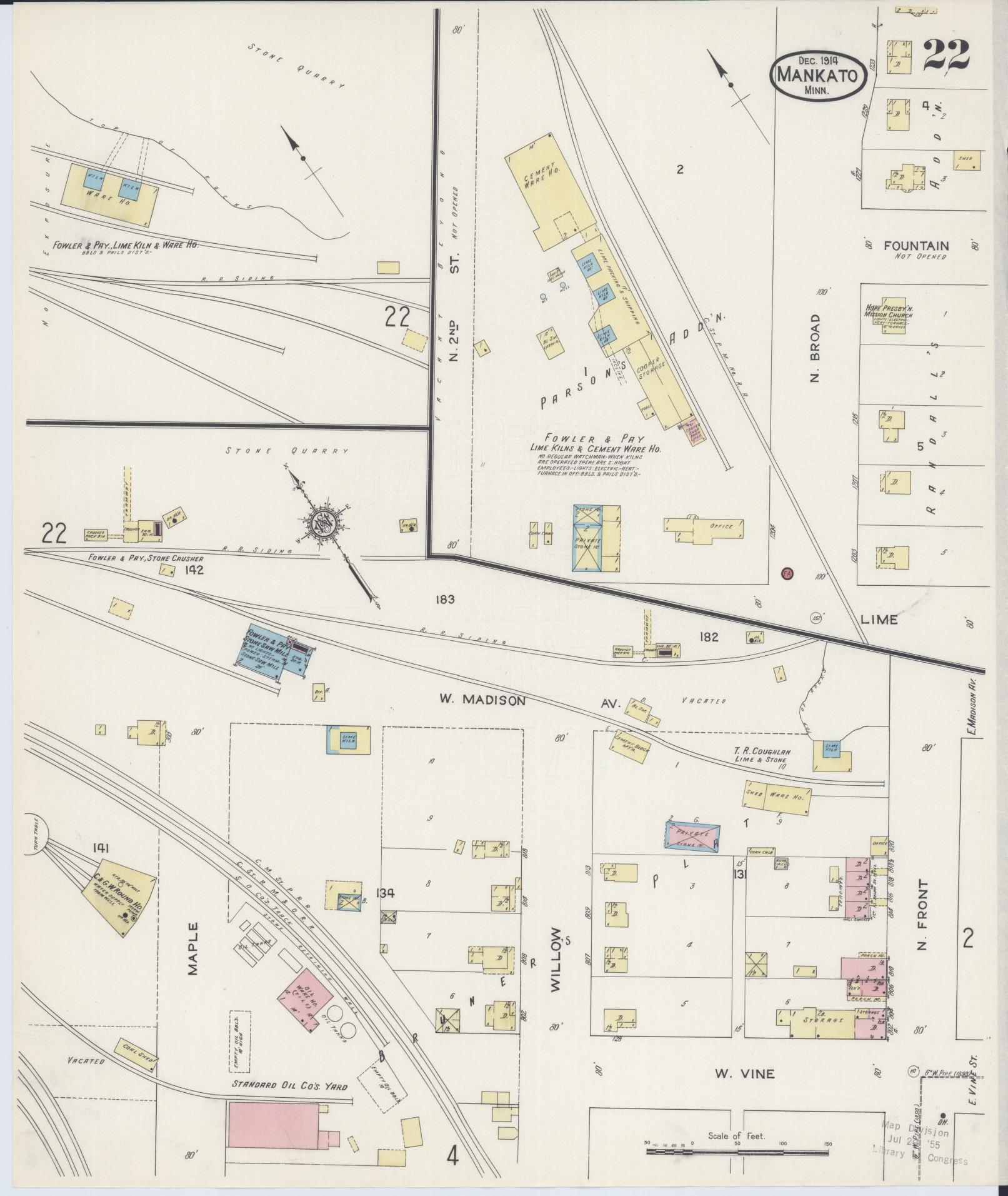 Sanborn Fire Insurance Map from Mankato, Blue Earth County, Minnesota (1914), Sheet #0022 - Complete Map Set gallery image, historic Sanborn map, vintage wall art, Minnesota Minnesota